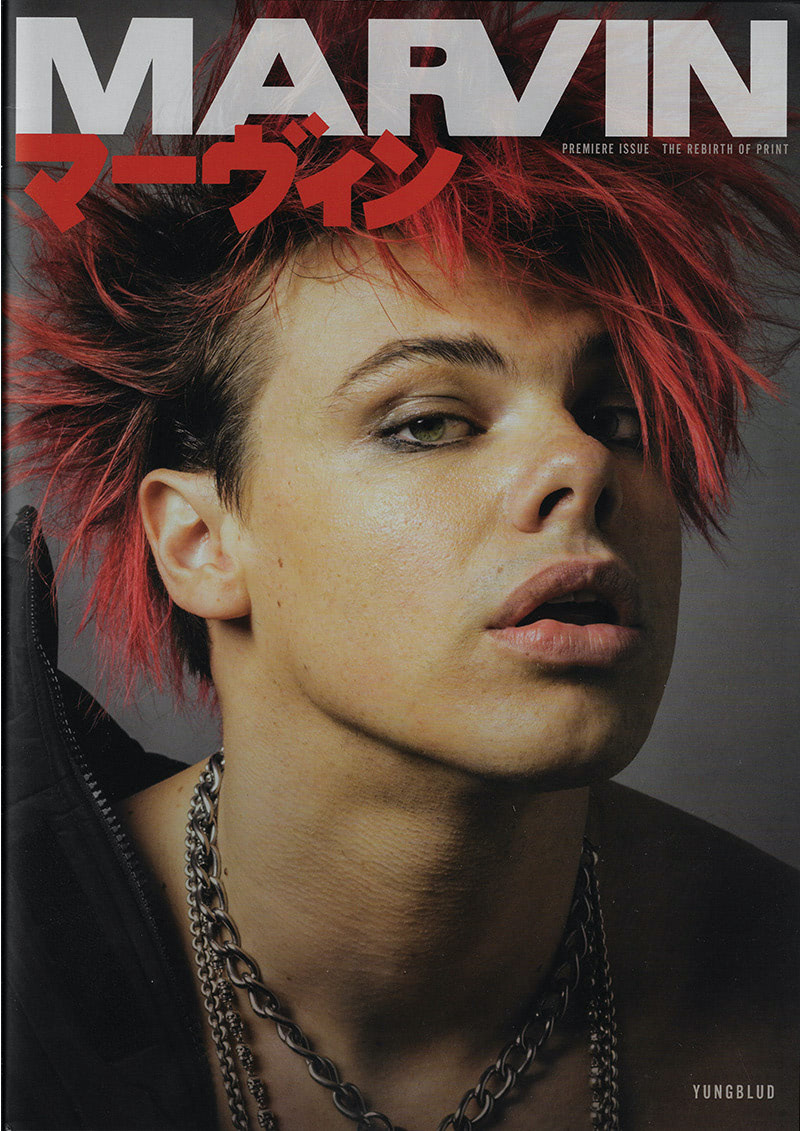 cover of MARVIN magazine featuring headshot of YungBlud (yound man with dyed red hair)